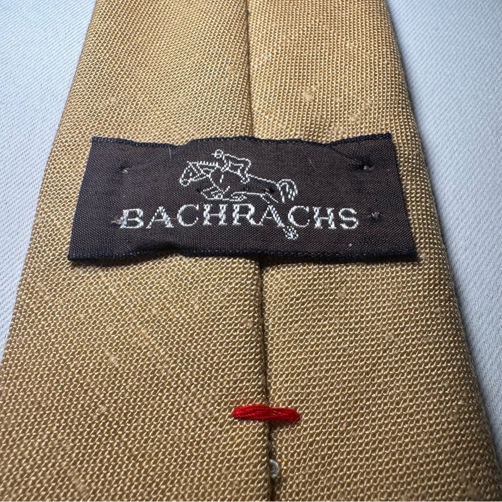 Bachrach Vintage Classic Gold Men's Tie polyester/linen blend retro, preppy